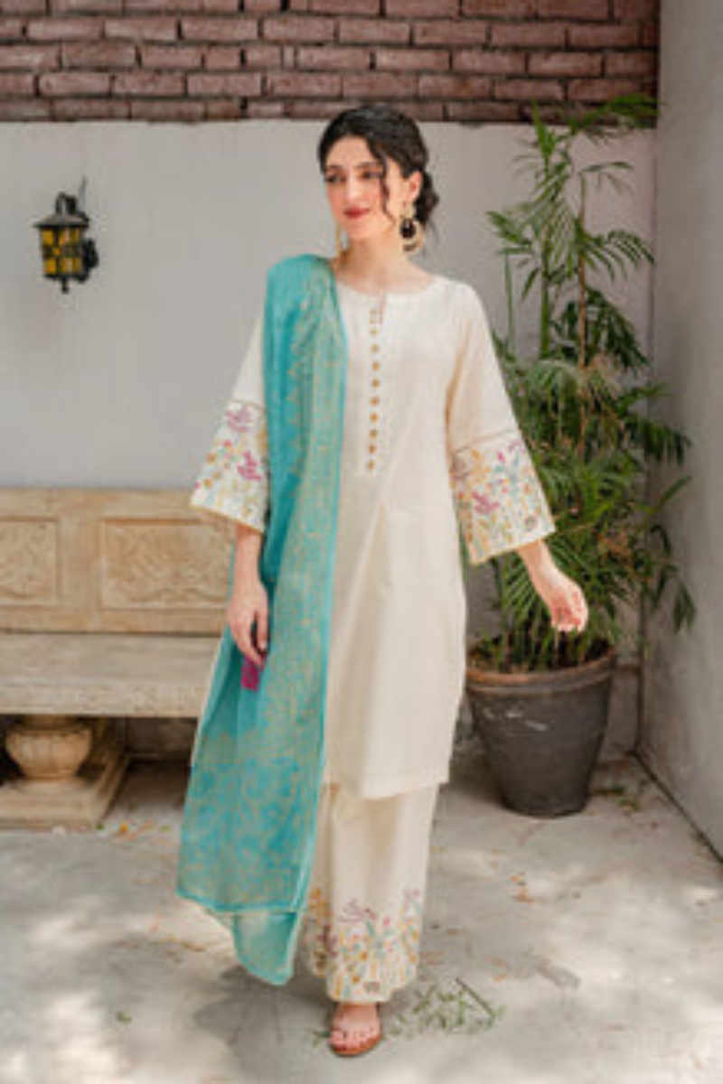 ASLING - 3PC LAWN EMBROIDERED SHIRT WITH DIAMOND PRINTED SHAWL AND TROUSER -NL-6012