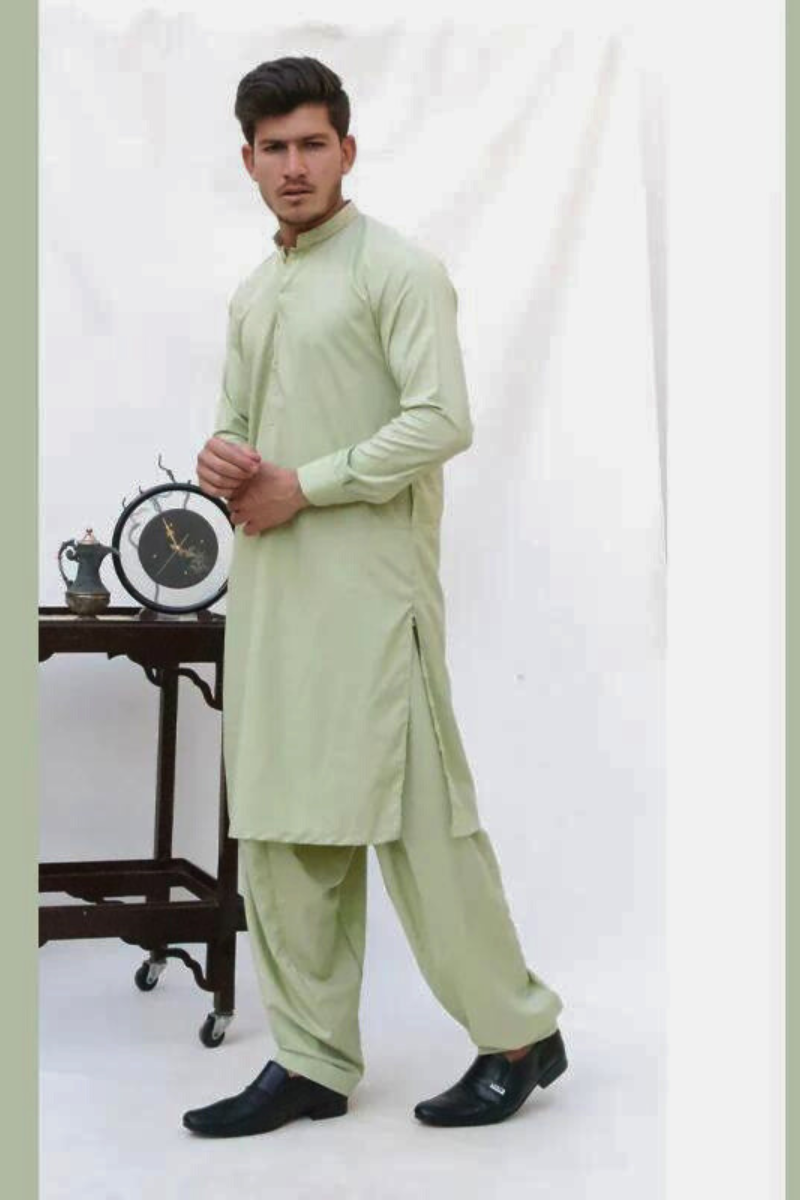 Men's Stitched Soft Cotton Light Green Refreshing Comfort-NL-9004