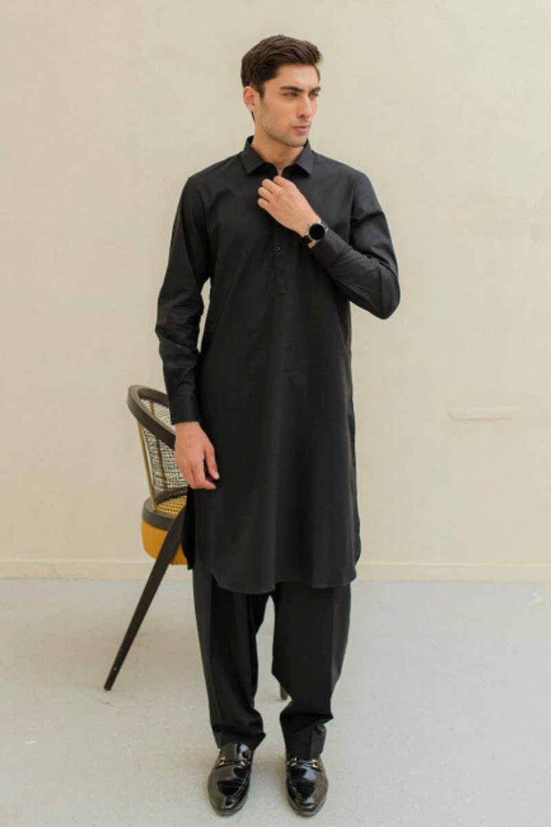 Black Unstitched Soft Cotton Suit for Mens Classic Elegance-NL-9002