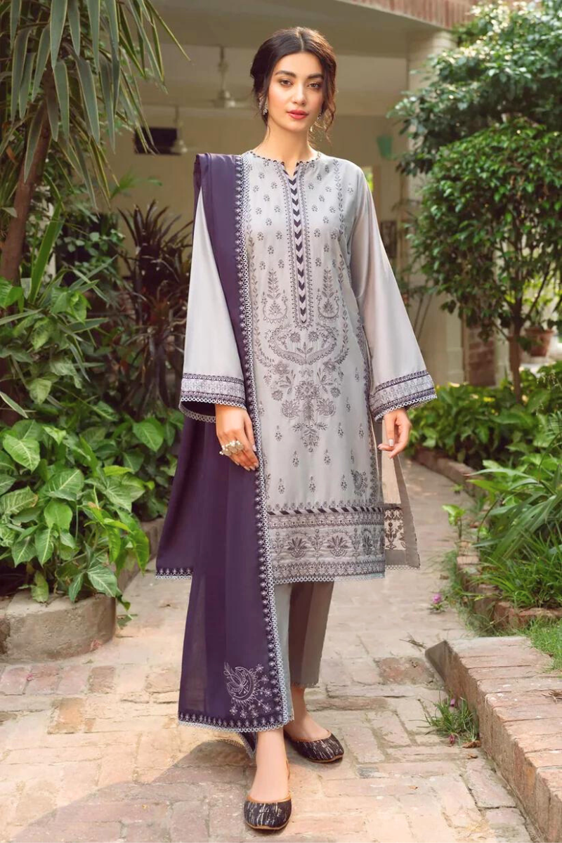 JAZMIN - 3PC LAWN EMBROIDERED SHIRT WITH BAMBER CHIFFON EMBROIRED DUPPATA AND TROUSER -NL-6010