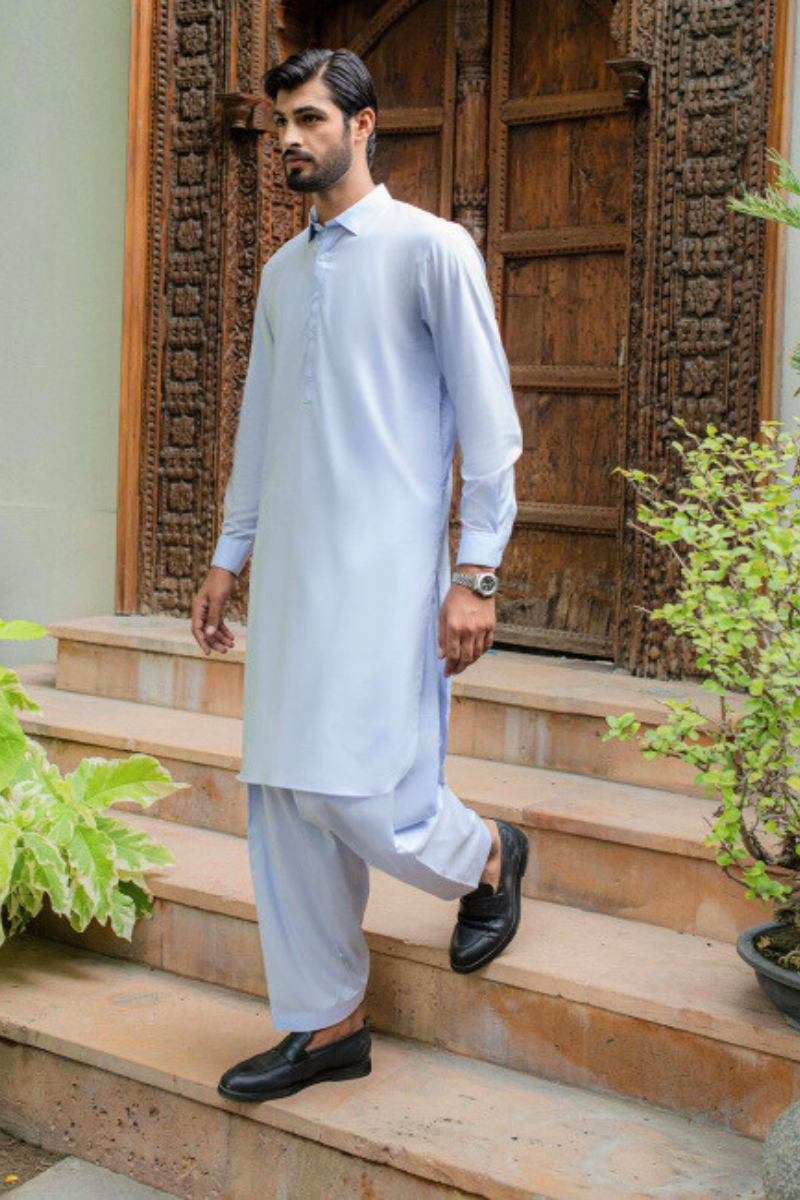 Sky Blue Soft Cotton Men's Shalwar Kameez Comfort & Style-NL-9001