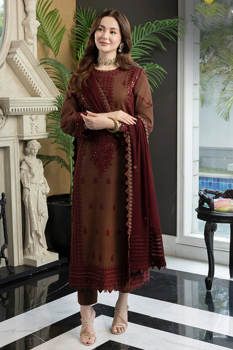 ASIM JOFA - 3PC Lawn Front Full Heavy Embroidered Shirt With Bamber Chiffon Embroidered Dupatta-NL-6096