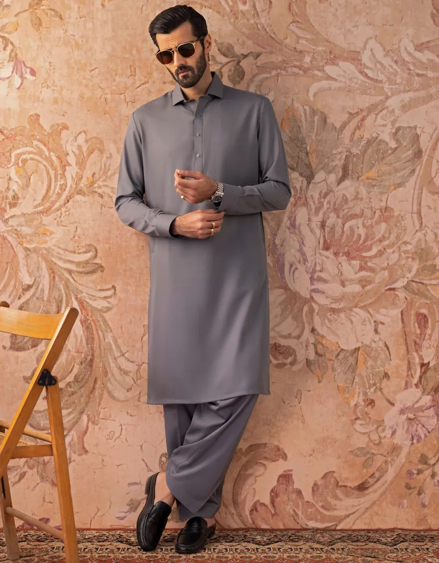 GREY BLENDED KAMEEZ SHALWAR-NL-3002 - Naya Libass