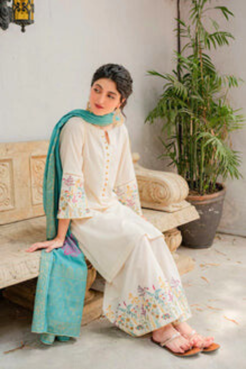 ASLING - 3PC LAWN EMBROIDERED SHIRT WITH DIAMOND PRINTED SHAWL AND TROUSER -NL-6012