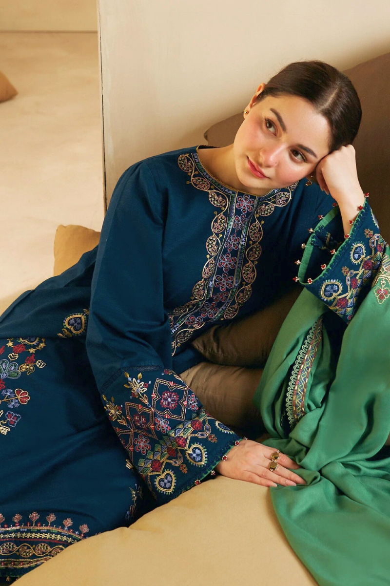 ZARA SHAHJAHAN - 3PC LAWN EMBROIDERED SHIRT WITH  BAMBER CHIFFON EMBROIRED DUPPATA  AND TROUSER -NL-6049