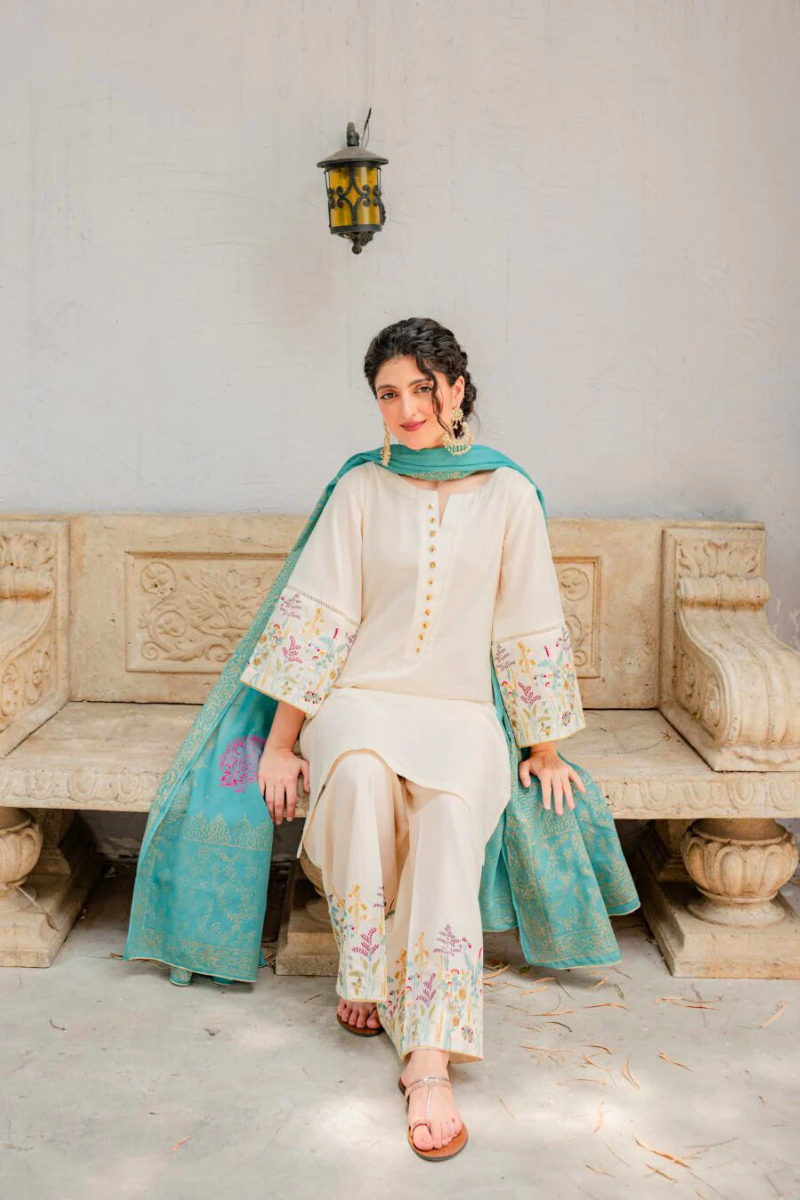 ASLING - 3PC LAWN EMBROIDERED SHIRT WITH DIAMOND PRINTED SHAWL AND TROUSER -NL-6011