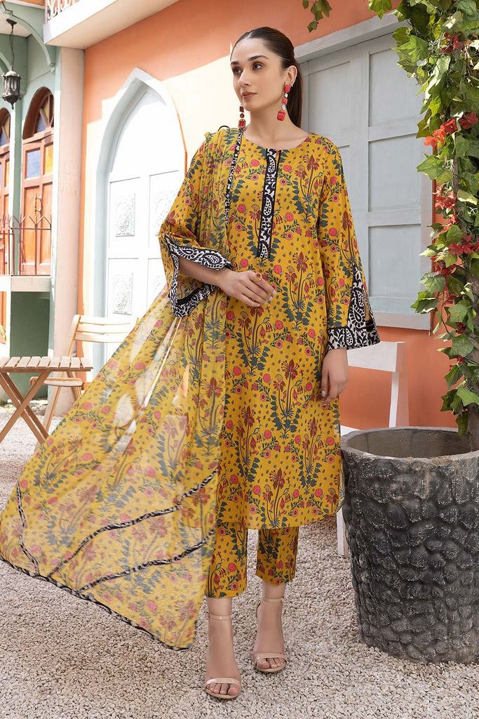 Baroque - Ladies Lawn Printed 3Pc Suits: Vibrant Elegance -NL-7002