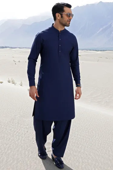 HUNGARY - NAVY BLUE BLENDED KAMEEZ SHALWAR-NL-3004 - Naya Libass