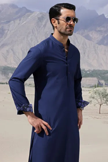 HUNGARY - NAVY BLUE BLENDED KAMEEZ SHALWAR-NL-3004 - Naya Libass