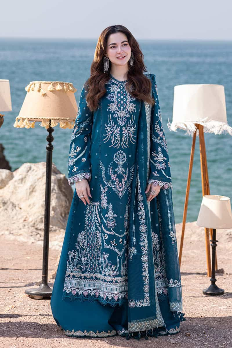 Zara Shahjahan -3-Piece Heavy Front Full Embroidered  Lawn Ensemble with Organza Embroidered Duppata and Embroider Trouser-NY-6083